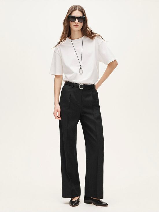 J. Crew Pants - J.Crew Re-Imagined 100% Linen Wide Leg Cropped Pants Black XSP Petite